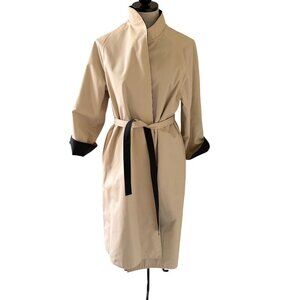 Stanbrooke Womens Trench Coat Size M Black Tan Cotton Blend Reversible Vintage